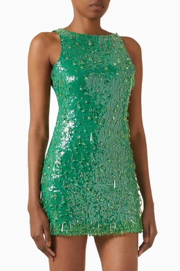 Buy Leslie Amon Green Gem Sequin-embellished Mini Dress For Women Online |  Ounass Oman