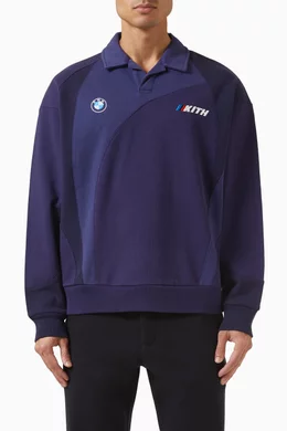 【KITH NYC】BMW ロゴ フリース フード付き スウェットシャツ Buy Kith Purple x BMW Nelson Rugby Sweatshirt in Cotton