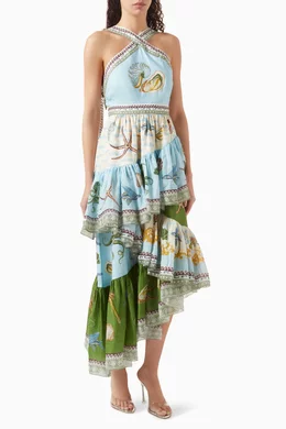 knee length dresses for ladies Blue Villa Romantica Midi Dress