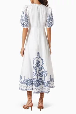 knee length dresses for ladies Alemais Women's Play Embroidered Mini Dress  Saint Bernard