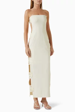 bead fringe mini dress Beaded Gradation Pink Vibrant Ruched Maxi Dress- black tie wedding guest dress Color:White Blue Flower