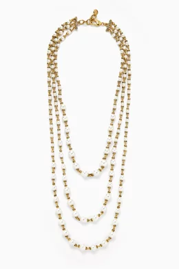 Buy Mon Reve Gold Mystic Triple Trouble Pearl Necklace in Gold