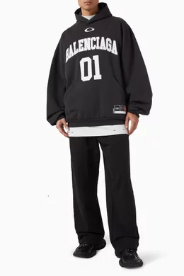 Buy Balenciaga Black Basketball Large-fit Hoodie in Cotton For Men