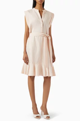 Buy Armani Exchange Pink Flared Mini Dress in Linen-blend For Women Online  | Ounass Oman