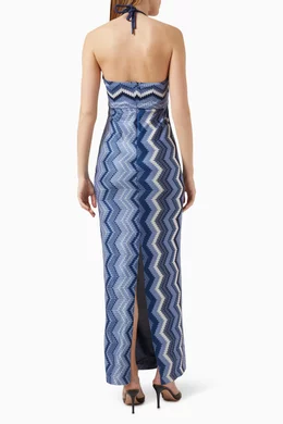 Buy Sandshaped Blue Bianca Halter Knit Maxi Dress For Women Online | Ounass  Oman