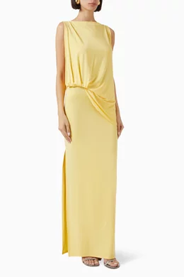 chinese dress ladies JACQUEMUS La Robe Bustier long Dress YELLOW main image 0