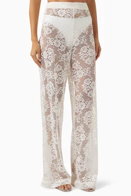 Buy Bohemian Traders Neutral Sheer High-waist Pants in Lace For