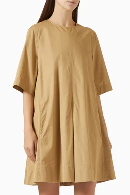 Buy COS Neutral Pleated Cotton Mini Dress For Women Online | Ounass Oman