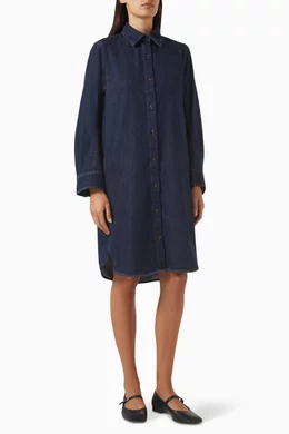 Buy COS Blue Denim Midi Shirt Dress For Women Online