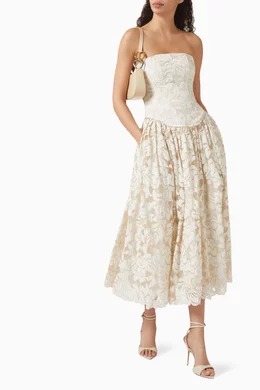 toccin melody corset midi dress Buy Toccin Neutral Melody Corset Midi Dress in Lace For Women Online