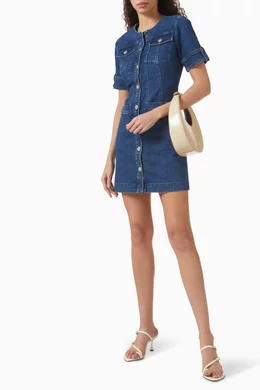 toccin denim dress Short Sleeve Button Front Denim Dress