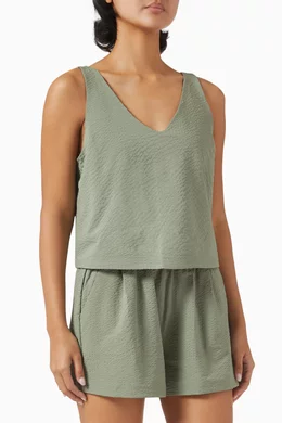 Buy Vuori Green Villa Textured Crop Tank Top For Women Online | Ounass Oman