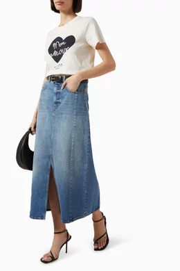 WEEKEND MAX MARA [ジェッソ] コットン デニム long skirt GESSO Long, cotton-denim skirt, navy | Weekend Max Mara