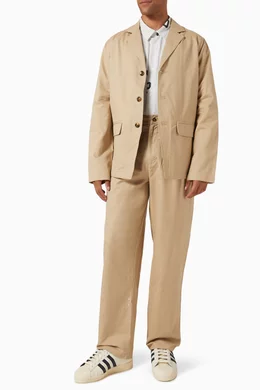 Buy Pop Trading Neutral Hewitt Suit Pants in Cotton & Linen For