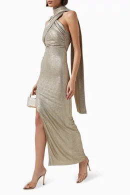 Buy Elle Zeitoune Gold Tara Sash Dress For Women Online | Ounass Oman