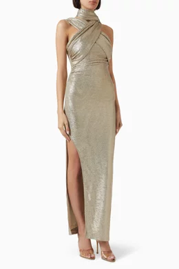 Buy Elle Zeitoune Gold Tara Sash Dress For Women Online | Ounass Oman