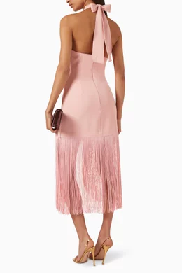 Buy No Pise La Grama Pink Beso E Coco Fringed Midi Dress For Women Online |  Ounass Oman