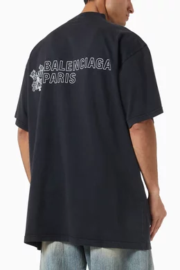 【BALENCIAGA】 Key Crest Vintageオーバーサイズ Tシャツ Buy Balenciaga Black Oversized Key Crest T-Shirt in Vintage