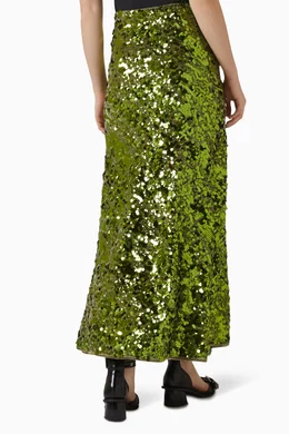 Buy Ganni Green Sequin-embellished Maxi Dress For Women Online | Ounass Oman