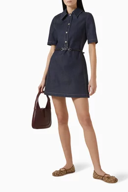 white christmas dresses Gucci // Denim Short Sleeve Dress – VSP Consignment main image 1