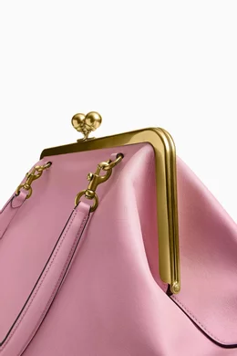Buy Coach Pink Large Kisslock Frame Bag in Leather For Women