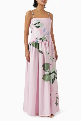 Buy Aston Studio Pink Cordelia Maxi Dress in Linen For Women Online |  Ounass Oman