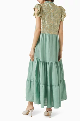 asos olive green dress Baltic Born Womens Ivey Smocked Short Dress | Dark Green + Silver main image 0