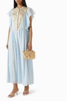 sachin and babi light blue dress Elegant Greek Key Print Midi Dress main image 0