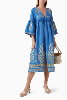 sachin and babi light blue dress Souliotisa Embroidered Greek Costume : greek-costumes.com