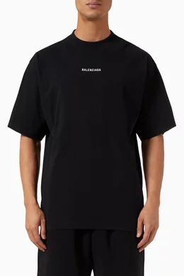 Buy Balenciaga Black Unisex Medium-fit Logo T-shirt in Cotton
