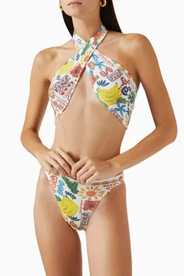 Buy Cleonie Swim Multicolour Willow Kini Bikini Top in Stretch