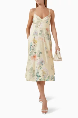zimmermann illuminate silk and linen cocktail dress ZIMMERMANN Illuminate Linen & Silk Midi Dress Zimmermann