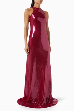 Buy Monot Red Sequin-embellished Gown For Women Online | Ounass Oman