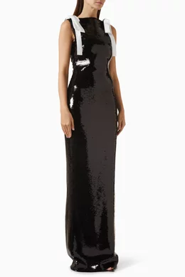 monot sequin dress MONOT Long Fishscale Cut Out Maxi Dress in Pink