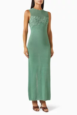 Buy The Wolf Gang Green Camilla Maxi Dress in Knit For Women Online |  Ounass Oman