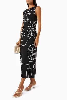 Buy The Wolf Gang Black Luna Printed Maxi Dress in Cotton-linen For Women  Online | Ounass Oman
