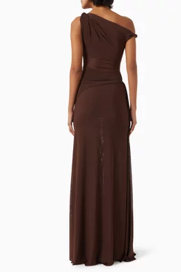 luxury denim dress Ulla Johnson Painters in Blue Date Night knitted maxi dress Movie Star Mermaid Dress Color:Magical Forest