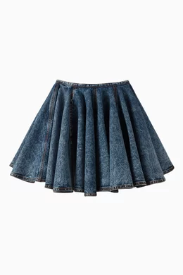 Buy Alaïa Blue Skater Skirt in Denim For Women Online | Ounass Oman