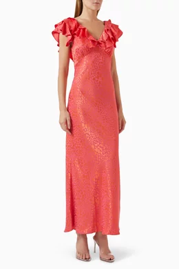 pink jacquard tilda dress Never Fully Dressed Tilda Printed Jacquard Dress In Pink - 31% Off
