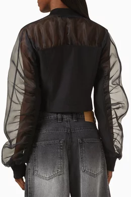 Buy We11Done Black Sheer Crop Jacket in Organza For Women Online