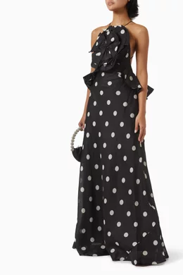 zimmermann crush ruffle halter maxi dress Buy Black in Linen Blend For Women Online Polka dot dress