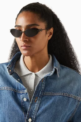 Buy Karen Wazen Black Neo Cat-eye Sunglasses in Metal For  display picture 2