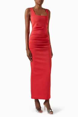 strapless open back dress Red Neoprene Dress main image 1
