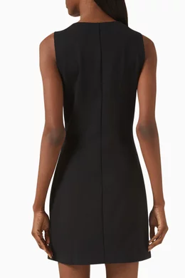 black knit fit and flare mini dress Pleats and Flare Stretchy Linen Mini Dress - Black main image 1
