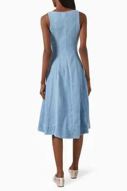 reformation sebastien denim midi dress Sebastien Button Front Organic Cotton Denim Midi Dress (Women)