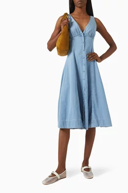 midi white beach dresses for women Petal and Pup Women's Yasmin Midi Dress