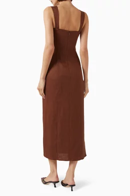 Buy Reformation Brown Clement Midi Dress in Linen For Women Online | Ounass  Oman