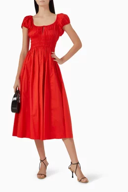 doen red dress Marianne by Doen Cut from crisp organic cotton poplin Doen Red Gingham Dress by