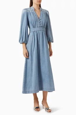 white christmas dresses Zimmermann Blue Lucky Denim Midi Dress