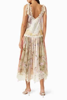 Buy Zimmermann Multicolour Cascadian Lace Midi Dress in Cotton For Women  Online | Ounass Oman